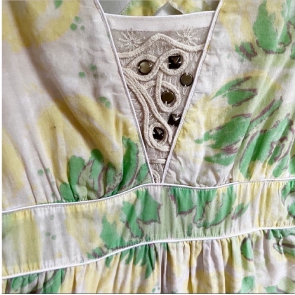Free People dress yellow green floral vintage mini - Picture 5 of 9